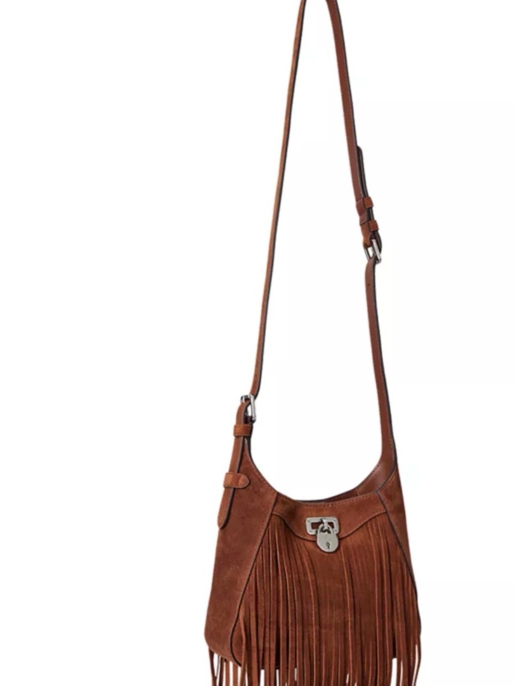 Lauren Ralph Lauren Tanner Small Suede Fringe Shoulder Bag Tan $325 - Picture 7 of 14